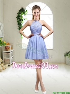 Pretty Lavender Halter Top Dama Dresses with Appliques for 2016