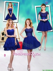 Wonderful Mini Length Royal Blue Wholesales Dama Dresses with Appliques