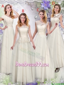 Feminine Champagne Laced Wholesales Dama Dresses with Appliques