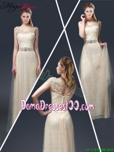 Empire Lace Dama Dresses with Appliques in Champagne for 2016