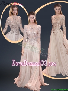 Cheap Brush Train Champagne Dama Dresses with Beading for 2016