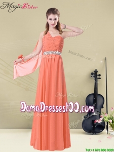 Cheap Empire One Shoulde Dama Dresses with Ruching and Belt for Fall