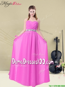 Gorgeous Empire Sweetheart Long Dama Dresses with Ruching and Belt