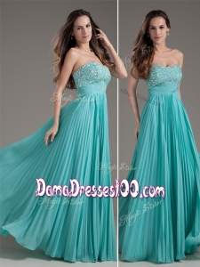 Classical Empire Strapless Turquoise Long Affordable Dama Dresses