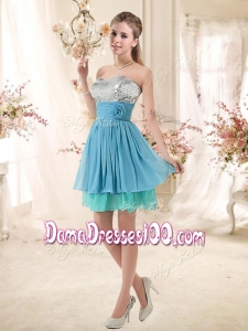 2016 Sweet Sweetheart Dama Dresses with Sequins and Hand Made Flowers