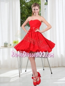 Pretty Ruching Strapless A Line Dama Dresses for 2015