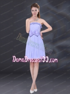 Lavender A Line Strapless Dama Dress with Bowknot