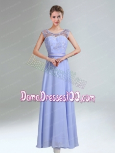 Lavender Scoop Belt and Lace Empire 2015 Dama Dress