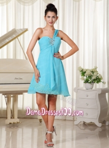 One Shoulder Beaded Decorate Bust Chiffon For Dama Dress In Oklahoma