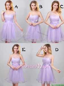 Unique Laced Bodice and Applique Lavender Short Dama Dress in Tulle