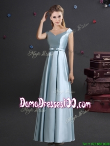Latest Off the Shoulder Light Blue Dama Dress with Bowknot