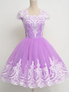 Dynamic Lavender 3 4 Length Sleeve Lace Knee Length Quinceanera Court Dresses