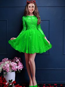 Cheap Beading and Lace and Appliques Court Dresses for Sweet 16 Lace Up 3 4 Length Sleeve Mini Length