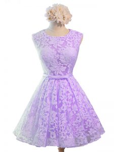 Knee Length A-line Sleeveless Lavender Quinceanera Court of Honor Dress Lace Up