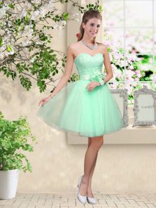 Sleeveless Lace and Belt Lace Up Quinceanera Court Dresses