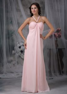 Halter Light Pink Dama Quinceanera Dress with Cutout Back