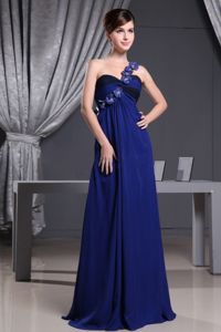 Royal Blue One Shoulder Quinceanera Damas Dresses with Flowers