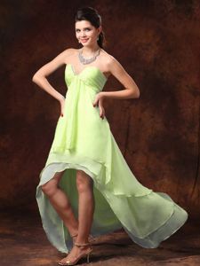 Yellow Green High-low Beaded Sweetheart Cocktail Dresses For Dama
