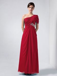 Unique One Shoulder Wine Red Long Formal Dresses for Damas