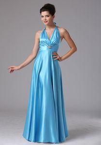 2013 Wholesale Floor-length Halter Top Baby Blue Dama Dresses