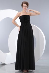 Fabulous Strapless Floor-length Black Long Quince Dama Dresses