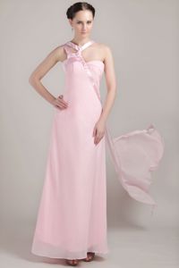 Baby Pink Dama Dress for Quinceaneras with Asymmetrical Neck