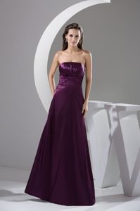 Ruffled Ruched Strapless Full Length Dresses For Damas in Purple