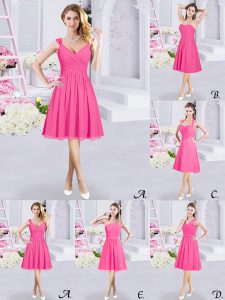 High Quality Hot Pink Sleeveless Chiffon Zipper Vestidos de Damas for Prom and Party and Wedding Party