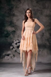 High Low Short Strapless Damas Dresses For Quince in Champagne