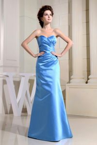 Elegant Sweetheart Long Ruched Blue Quinceanera Damas Dresses