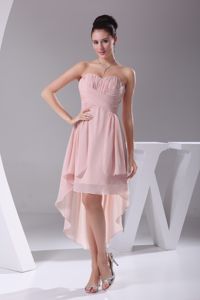 Hot Sale Sweetheart High-low Ruched Pink Quince Dama Dresses