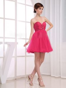 Sweetheart Mini-length Beaded Red Dama Dresses For Quinceanera