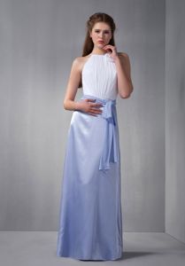 Scoop Floor-length White and Lilac Dama Dresses For Quinceanera