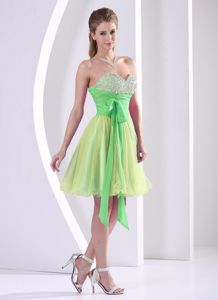 Multi-color Beaded and Ruched Sweetheart Dama Dress with Sash