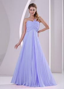 Exquisite Lilac One Shoulder Empire Pleat Chiffon Dama Dress
