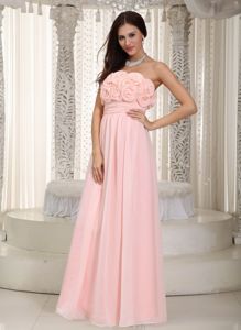 Hand Made Flowers Baby Pink Empire Damas Dress for Quinces