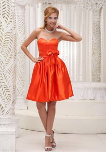 Taffeta Orange Red Bowknot Quinceanera Dama Dresses Beaded