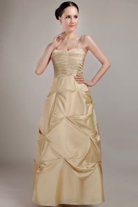 Beaded Champagne Ruched Dama Dresses with Spaghetti Straps