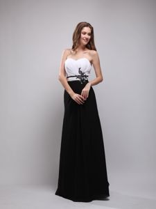 Black and White Party Dama Dresses Sweetheart Floor-length Appliques