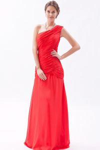 Sheath One Shoulder Red Ruched 15 Dresses For Damas Floor-length