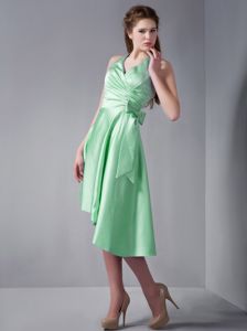 Apple Green A-line Halter Asymmetrical Ruffles Dresses For Damas
