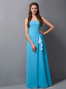 Strapless Floor-length Quinceanera Damas Dresses in Turquoise