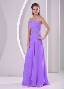 Lilac Sweetheart Beaded and Ruched Quince Dama Dresses