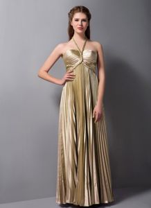 Halter Top Pleated Ruched Brown Long Dama Dresses for Quinceanera