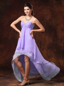 High-low Sweetheart Bead Lilac Chiffon Layers Quince Dama Gowns
