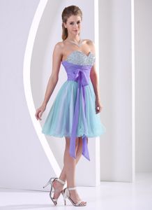 Beaded Decorated Sweetheart Multi-color Prom Dresses for Dama with Sash