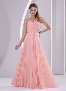 Watermelon One Shoulder Pleating Brush Train Damas Dresses for Quince