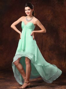 High-low Apple Green Quinceanera Damas Dresses for Summer