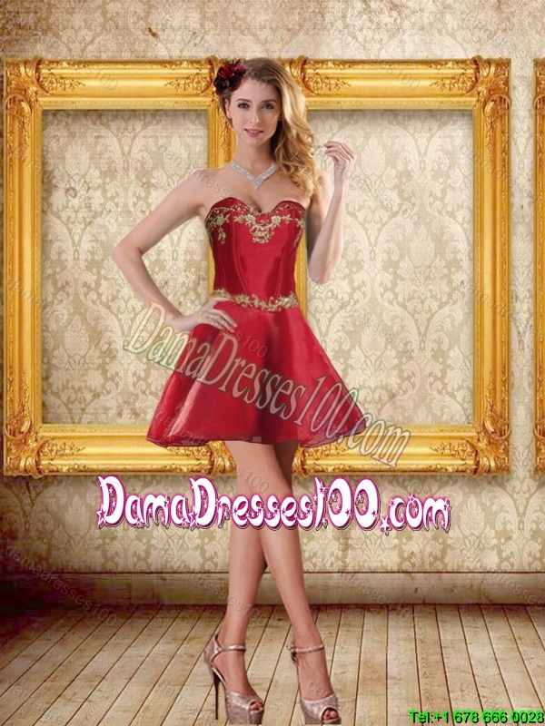 Fashionable High Low Sweetheart Wine Red Beading Group Buying Dama Dresses