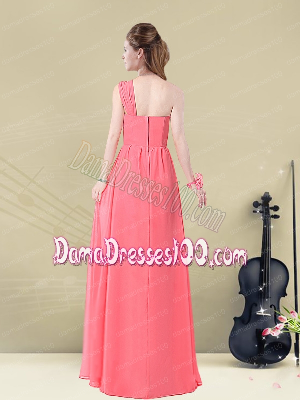 Decent Floor Length Belt One Shoulder Dama Dress Fitted